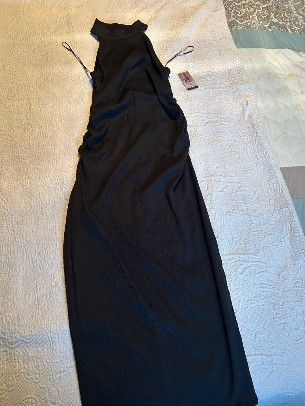 Black High-Neck Bodycon Midi Dress by Sofia Vergara